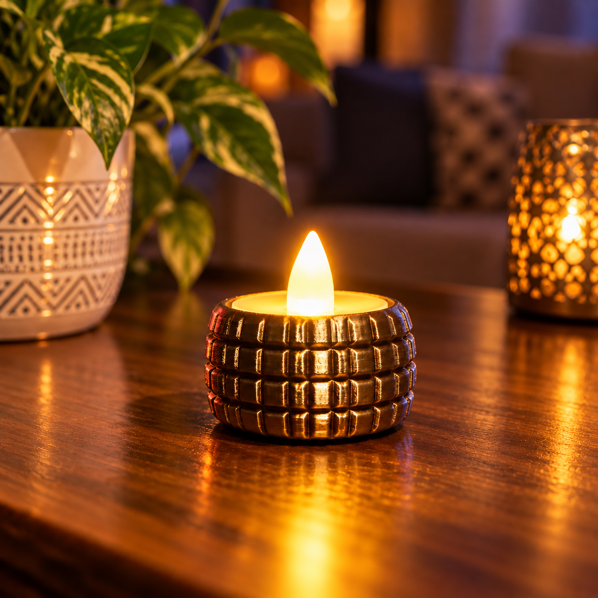 Tea light Holders Textured Holder for Festive Glow